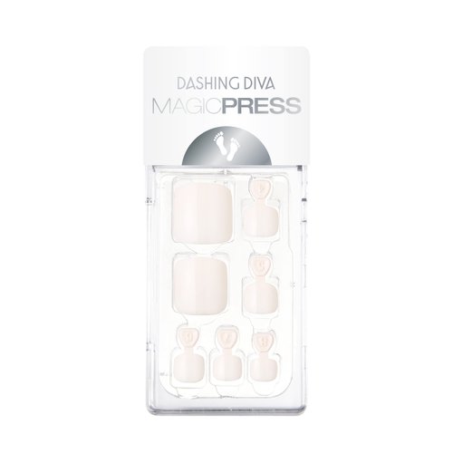 Dashing Diva Magic Press Pedicure - Freshwater Pearl | Pedicure Press On Nails | Long Lasting Stick On Gel Nails for Toes | Lasts Up to 7 Days | Contains 26 Stick On Nails, 1 Prep Pad, 1 File