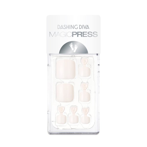 Dashing Diva Magic Press Pedicure - Freshwater Pearl | Pedicure Press On Nails | Long Lasting Stick On Gel Nails for Toes | Lasts Up to 7 Days | Contains 26 Stick On Nails, 1 Prep Pad, 1 File