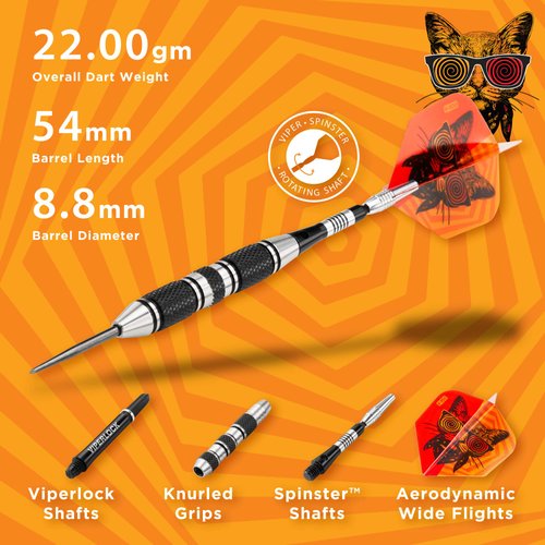 Viper "The Freak" Steel Tip Darts, Grooved Barrel, 22 Grams