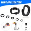 200pcs Split Rings Fishing Saltwater High Strength Stainless Steel Fishing Split Rings Hyper Flat Wire Fishing Tackle Hooks Connector for Jigging Lures Bait Black Color