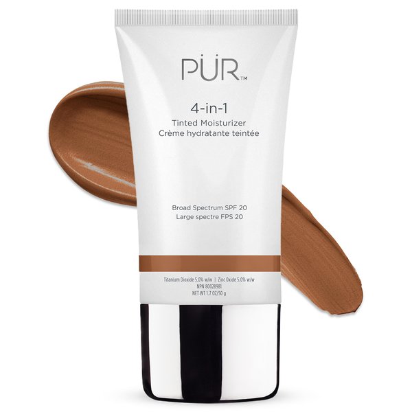PUR Beauty 4-in-1 Tinted Moisturizer with SPF 20 - Hydrating Skin Tint Face Moisturizer, Primer & Foundation with Shea Butter, Aloe Vera & Vitamin B3 - Vegan Friendly, Paraben Free (Dark)
