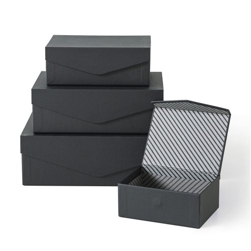 Soul & Lane Black Decorative Boxes with Magnetic Lids – Set of 4, Small Reusable Cardboard Gift Boxes for Presents, Nesting Hinged Lid Storage, Paper Mache Set with Magnetic Closure