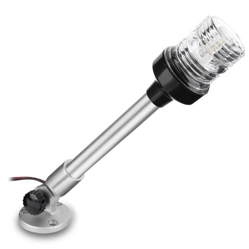 LYCAEA 12 inch 3 Nautical Mile Navigation Anchor Lights All Round 360° White LED With Aluminum Base and Tube, Extra LED Bulb Included, 12-24V