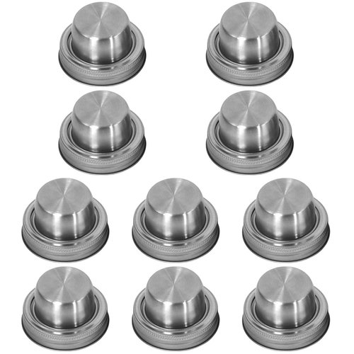 OUNONA 10pcs Stainless Steel Mason Jar Shaker Lids Versatile Spice Dispenser Cocktail Shaker Covers for Salt Sugar Spices and Flour Storage Easy to Use and Store