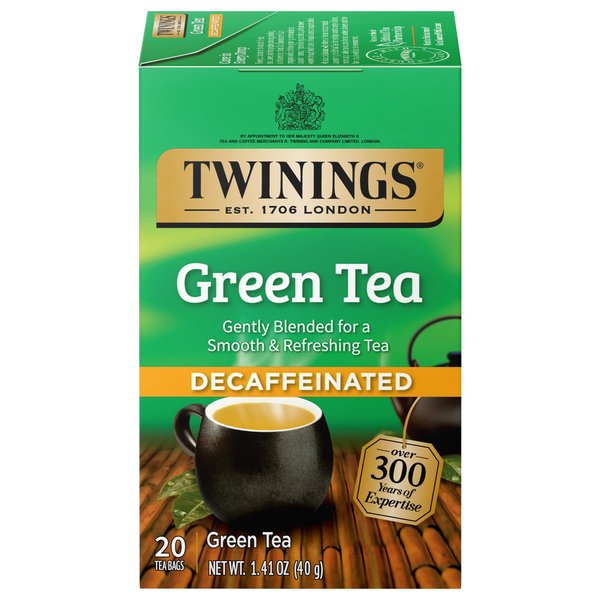 Twinings Decaffeinated Green Tea, Individually Wrapped Bags, 20 Count Pack of 6, Smooth Flavour, Enticing Aroma