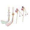 4Pcs Chinese Style Hanfu Cheongsam Tassel Pendant Brooch and Alloy Rose Hairpin Set,Metal Pearl Flower Hair Sticks Delicate Dress Ornament Jewelry Gifts for Women Girls