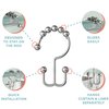 Maytex Shower Curtain Hooks, Shower Curtain Rings, Rust-Resistant Decorative Double Roller Glide Shower Hooks, Shower Rings for Bathroom Shower Rods, Curtains, Liners, Set of 12, Brushed Nickel