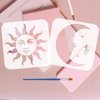 FINGERINSPIRE 4 PCS Sun Moon Stencils for Painting with Brush 5.9x5.9inch Reusable Sun Moon Face Template Hollowed Emoticon Stars Stencil Plastic Fantasy Theme Template for Floor Furniture Decoration