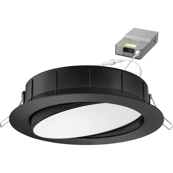 Lithonia Lighting WF6 ADJ LED 30K40K50K 90CRI MB M6 Adjustable Gimbal Wafer Downlight, Ultra Thin Round Trim, Switchable Color Temperature, 6-Inch, Matte Black