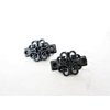 Set of 2 extra tiny small black filigree metal alligator hair clip for fine (Primary color: Silver)