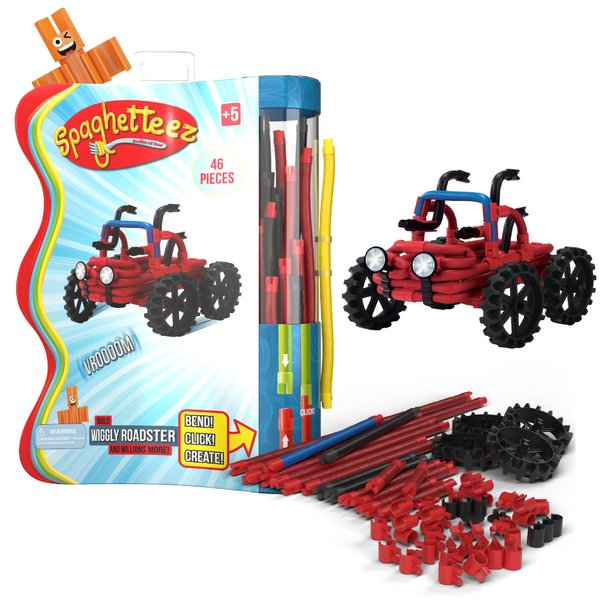 spaghetteez Wiggly Roadster-Flexible and Fun Truck Building Set for Kids- Creative STEM Toy Encourages Engineering Skills and Imaginative Play- Ideal for Age 5+