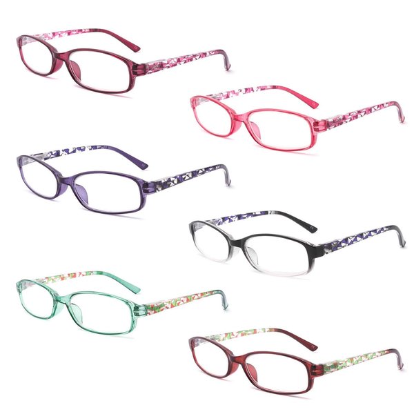 IVNUOYI 6 Pack Reading Glasses Blue Light Blocking,Fashion Ladies Spring Hinge Readers with Pattern Print,Anti Glare UV Eyeglasses for Women 2.5