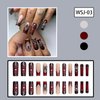 Wine Red French Press on Nails Medium Spider Web False Nails Metal Skeleton Spider Design Halloween Nails Square Full Cover Coffin Nails Artificial Acrylic Nails Halloween Glue on Nails for Women
