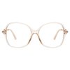 SOJOS Oversized Square Blue Light Blocking Glasses for Woman Big Frame TR90 Clear Lens Eyeglasses SJ5097, Crystal Brown Frame/Anti-Blue Light Lens