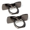 [2 Pack] Sparkling Bowtie Ultra-thin Cell Phone Ring Holder Stand,360 Degree Rotation and 180 Degree Adjustable Finger Ring Kickstand with Polished Metal Phone Grip (Black)