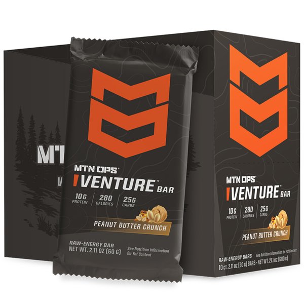 MTN OPS Venture Bar | Peanut Butter Crunch Energy Bar | 10g Protein + Gluten-Free Nutrient Dense Peanut-Based Raw Energy Bar | 10 Bars per Box