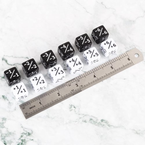 48 Pieces MTG Dice Counters Token Magic The Gathering Dice Set Creature Stats Buff Cube D6 Dice for MTG Card Card Games Accessory(Black, White)