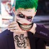 VANTATY 6 Sheets 3D Joker Tattoos For Men Adults Women, Halloween Temporary Tattoos For Women Girls Boys, Fake Tattoo Stickers Halloween Face Makeup Kit Cosplay Costume, Gothic Damaged Joker Tattoo