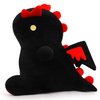 MIAOHAHA Cartoon Funny Plush Dinosaur with Cute Wing, Soft Kids Plush Toy Pillow, Stuffed Animals Dinosaur Toy Gift for Kids and Girls (Black&Red,9.8in/25cm)