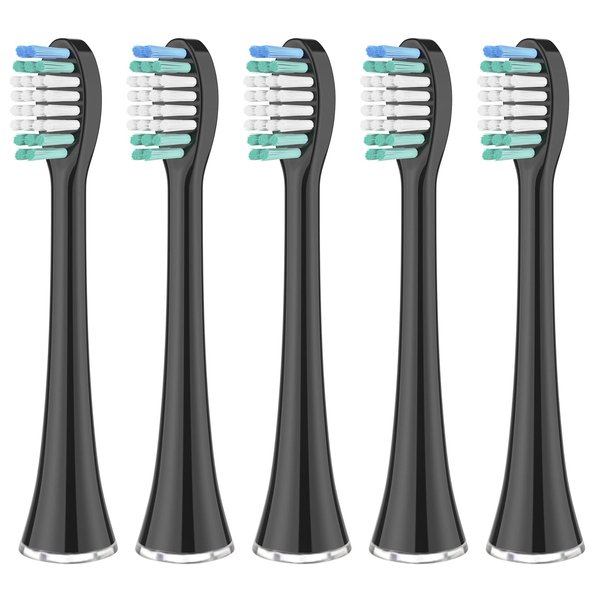 Replacement Toothbrush Heads Compatible with AquaSonic Black Series, Vibe Series, Black Series Pro,and for Duo Series Pro Electric Toothbrush Black, Pack of 5