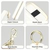 Bocasal Leather Lipstick Case Holder Chapstick Keychain Pouch, Zipper Lip Balm Lip Gloss Bag for Purse with Key Chain Elastic Band, Makeup Travel Organizer, Cosmetic Storage Kit for Women Girl (White)
