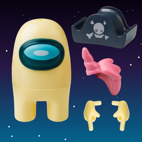P.M.I. Among Us Articulated Action Figure Yellow Crewmate - 4.5 Inch Figure - Series 3 - Detachable Hands, Set of Hats - Perfect Collectible for Among Us Fans