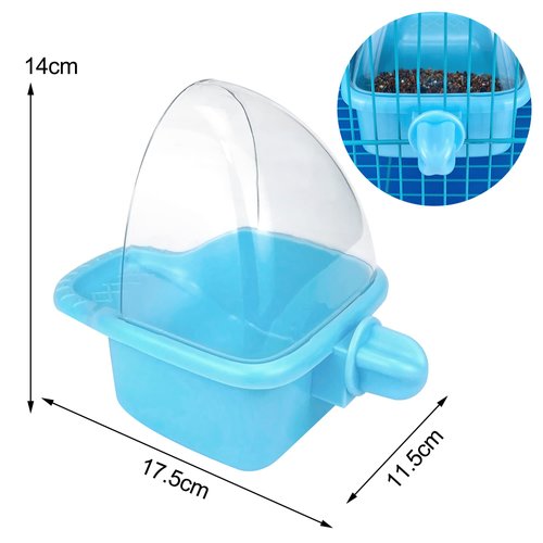 Nobgum Bird Bath Box Hanging Birdbath Toy Parakeet Caged Bathing Tubs Parrot Bath Tub Water Shower Food Feeder Holder Tray Bird Bath for Cage Accessory Small Birds Parrots Cockatiel Budgies