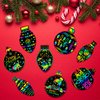 Hollowfly 80 Pieces Christmas Ornament Scratch Cards Rainbow Light Bulb Scratch Paper Christmas Tree Ornaments Christmas Party Supplies for Winter Xmas Home DIY Activities