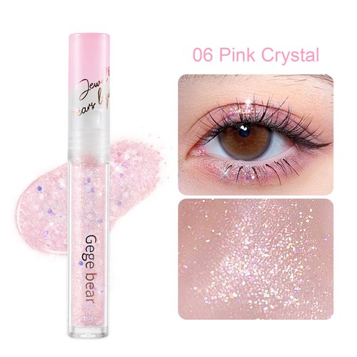 Jutqut Jewel Liquid Glitter Eyeshadow, Twinkle Shimmer Eye Shadow Eyeliner, Long-Lasting, Multi-Dimensional Sparkle Finish, Quick Drying Shimmer Tears Loose Glitter Glue Korean Eye Makeup, 06#