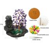 Ceramic Waterfall Incense Burner, Money Tree Backflow Holder Healing Crystal Stone, with 30 Cones + Stick for Yoga Meditation Home Zen Decoration(Amethyst)