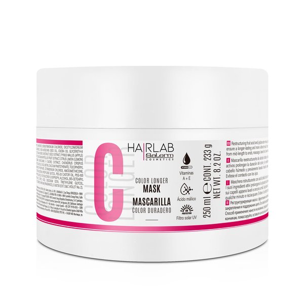 SALERM - Dyed Hair Mask - Color Longer Hair Lab - 250ml - with Vitamins A and E - Seals and Maintains Color - Brilliant Mane - Sulfate and Paraben Free
