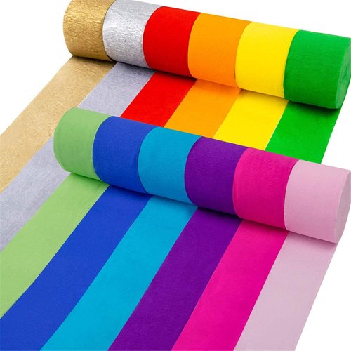 Coceca 12 Rolls 984ft Crepe Paper Streamers in 12 Colors for Rainbow Party Decorations Wedding Ceremony Birthday Indoor Decoration