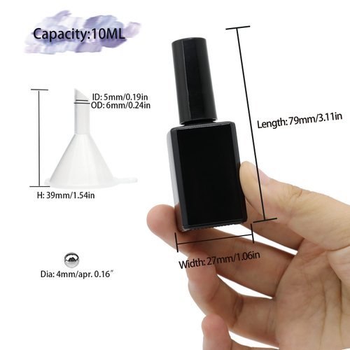 Agidea Empty Nail Polish Bottles with Brush, 15ML Empty Gel Polish Bottles Black, Opaque Square Glass Refillable Fingernail Polish Bottles UV Safe with Mixing Balls & Funnels, Pack of 6