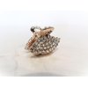 Generic Tiny mini rose gold metal oval or leaf shaped hair claw clips with crystals (Pattern: Leaf)