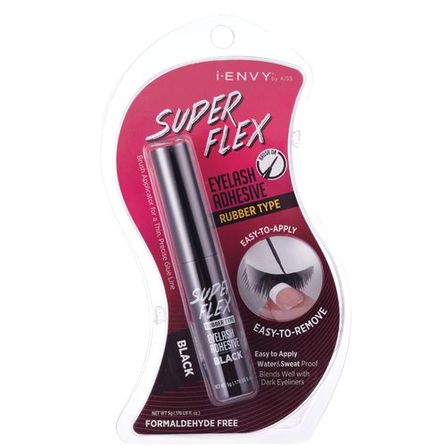 KISS i-Envy Super Flex Brush Eyelash Adhesive Rubber Type Black 0.176 oz KPEG07 (2 PACK)