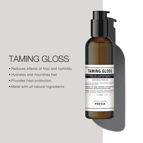 PREVIA Taming Gloss - Anti-Frizz Hair Serum for Thermal Protection with Organic Almond (6.7 oz)