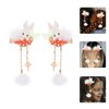 Gadpiparty Plush Bunny Hair Clips: 2023 Chinese New Year Fluffy Bunny Hair Clip with Pompom Ball Tassel Animal Hair Clips Cute Bunny Hair Claw Clips for Easter Gifts Womens Girls