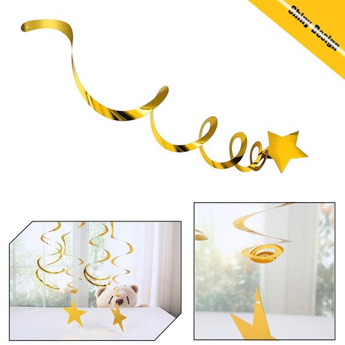 BEISHIDA Gold Star Hanging Swirl Decorations,Hanging Gold Party Supplies for Graduation Wedding Baby Shower Decorations,Pack of 15