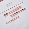 Foccna Square Press on Nails Rhinestone Black Fake Nails Tips Women's French False White Medium Glossy Daily Wear Artificail Nails for Nail Art Manicure Decoration 24pcs