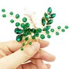 BETITETO Crystal Bridal Hair Comb Wedding Gold Vine Leaf Rhinestone Hair Piece Accessories for Women Girls (Green)
