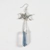 Soulnioi Natural Blue Crystal Crystal Gravel Moon Hairpin Clip and Natural Blue Crystal Hexagon Pillar Drop Earrings Triple Moon Earrings Healing Crystal, Jewelry Gift for Girl Women