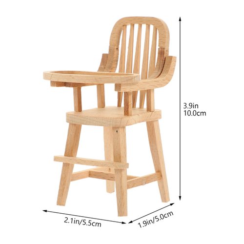 GANAZONO Miniature Highchairs Dollhouse Wooden High Chair Mini Doll Furniture 1:12 Scale Desktop Chair Doll House Accessories