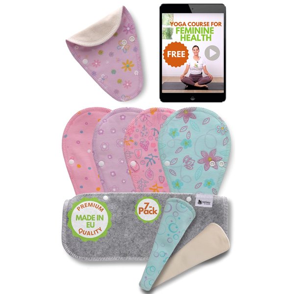 Cloth Panty Liners Thong; 7-Pack (Small) Mini Organic Cotton Reusable Panty Liners for Women Made in EU; Feminine Daily Tanga Panty Liners Washable for Women; Sanitary Reusable Liners, NOT for Period