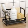 ODesign Sink Caddy,Kitchen sink Organizer Caddy Holder with Drain Pan Sponge Scrubber Brush Kitchen Caddy for Countertop Sponge Holder for Kitchen Sink,SUS304 Stainless Steel Rustproof - Black