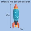 Mentari Toys - Stacking and Counting Rocket - 10pcs Space-Themed Ring Stacker Toddler Toy - Wooden Stacking Rings - Boost Fine Motor Skills and Early Counting Skills - Toddler Educational Toy - Age 3+