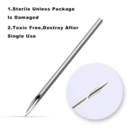 ATOMUS Body Piercing Needles, 100pcs 14G Stainless Steel Sterile Disposable Ear Nose Navel Nipple Lip Piercing Needles