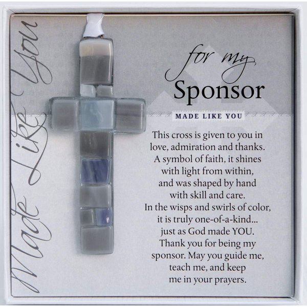 Gift for Sponsor- Beautiful Glass Cross with Touching Sentiment/Sponsor Appreciation Gift/Thank You Gift for Sponsor/Confirmation Sponsor Gift (Glass)