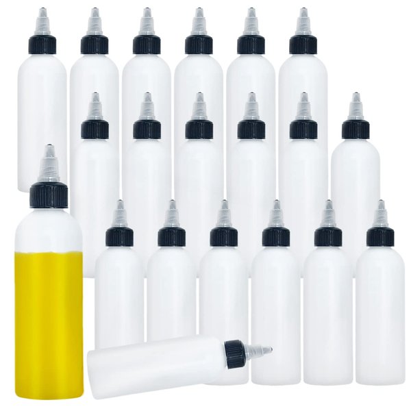 Meirrnyyu 20 Pcs 4 Oz Plastic Squeeze Condiment Bottles with Twist-on Cap Lids,Sauce Bottle with Squeeze Top,Squirt Condiment Bottles for Ketchup,Mustard,Olive Oil and More
