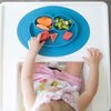 ez pz Mini Mat for 12 Months+ (Gray) - 100% Silicone Baby Plates with Suction and Built-in Placemat for Infants + Toddlers - Baby Led Weaning - For Highchair, Dining Table and Travel