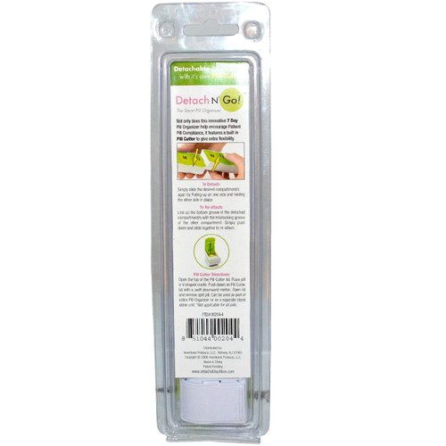 Detach N Go 7 Day Detachable Pill Organizer with Pill Cutter